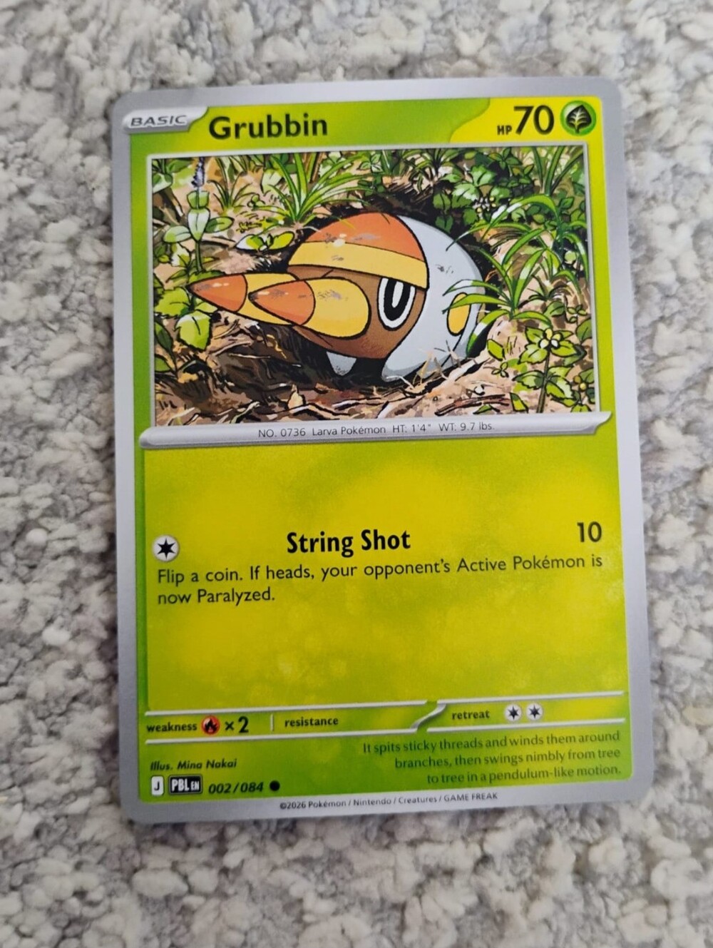 POKEMON TCG Card Grubbin Pitch Black 002/084 PZ